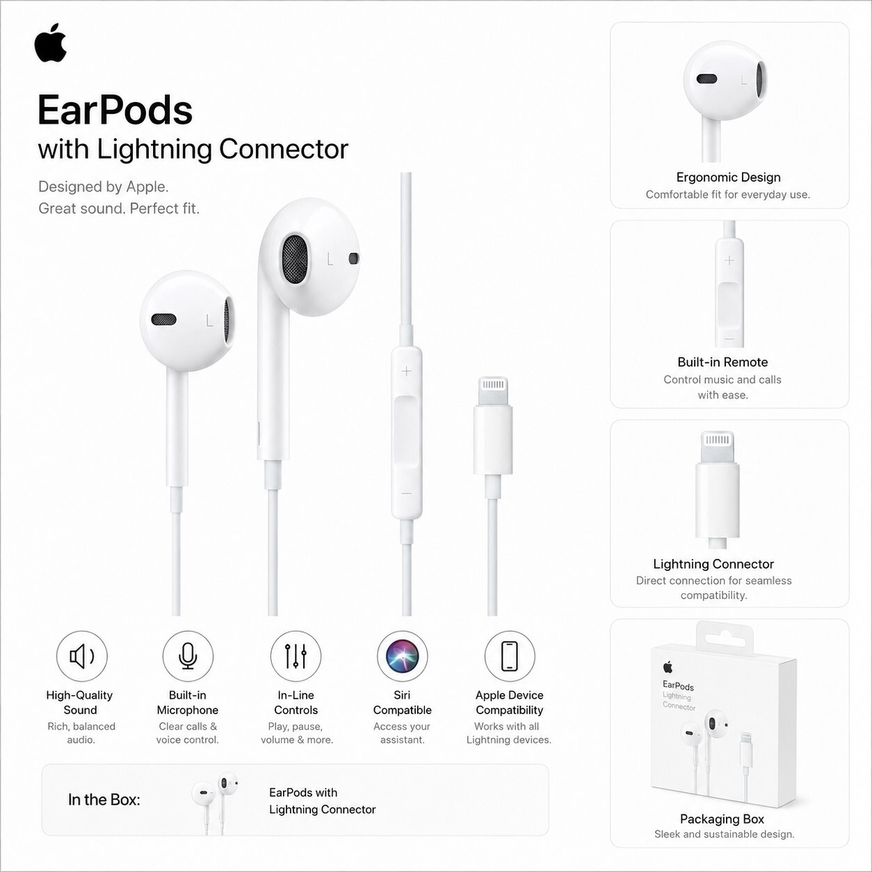 IMG-20260611-WA0371 سماعة أبل EarPods سلك بمنفذ Lightning - الصورة 1