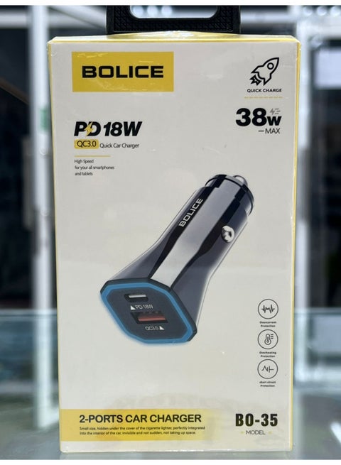 IMG-20260613-WA0526 شاحن سيارة Bolice BO-35 بقوة 38W PD 18W + QC 3.0 - الصورة 1