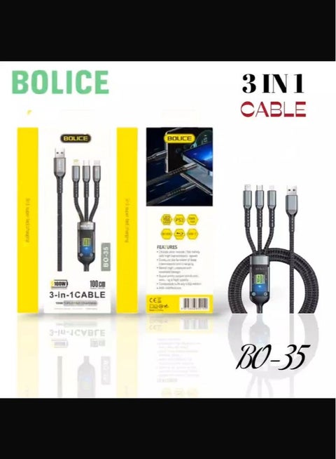 IMG-20260613-WA0530 كابل Bolice BO-35 3in1 شاشة ديجيتال 100W طول 100cm - الصورة 1