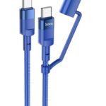 كيبل Hoco 3 في 1 أزرق USB-C + Lightning